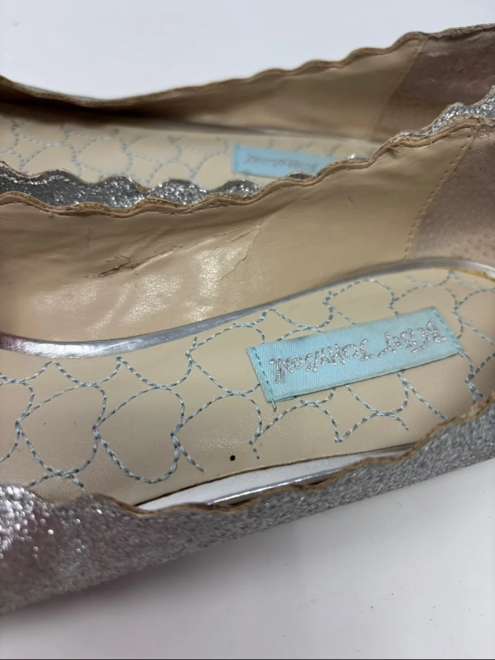BETSEY Johnson‎ | 9.5 9.5M Silver Glitter Pointed-Toe Women's Flats